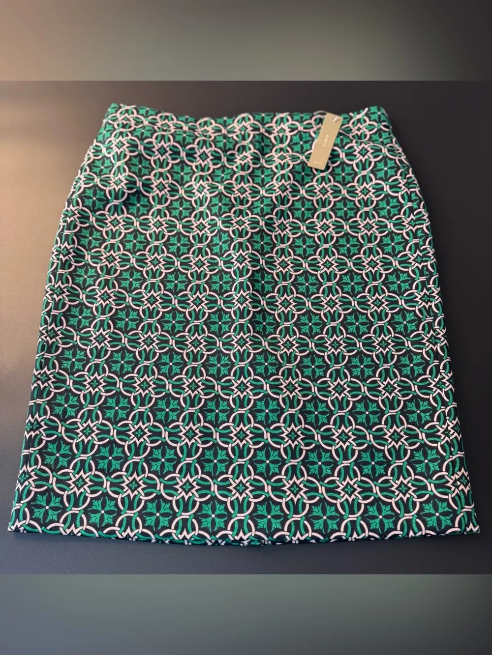 J. Crew Women’s Black and Teal Geometric Pencil Skirt Size 12